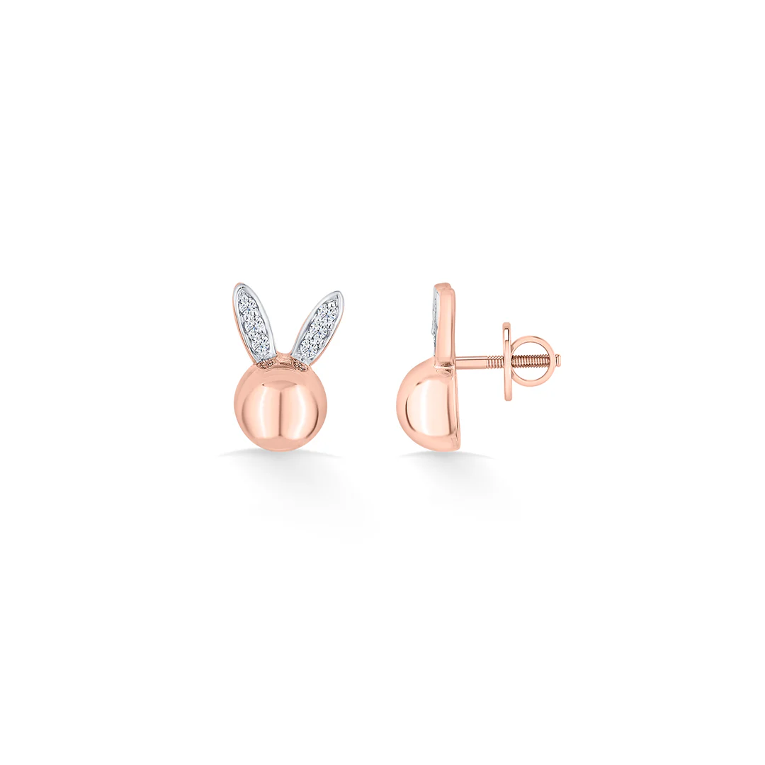 Bunny Bliss Rose Gold Stud Diamond Earring For Women - Image 4