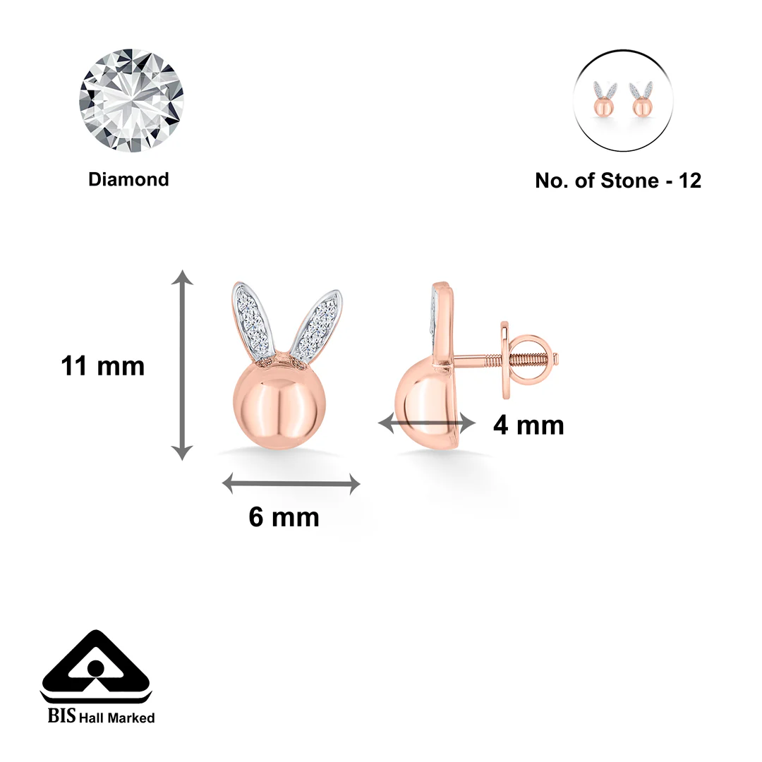 Bunny Bliss Rose Gold Stud Diamond Earring For Women - Image 5