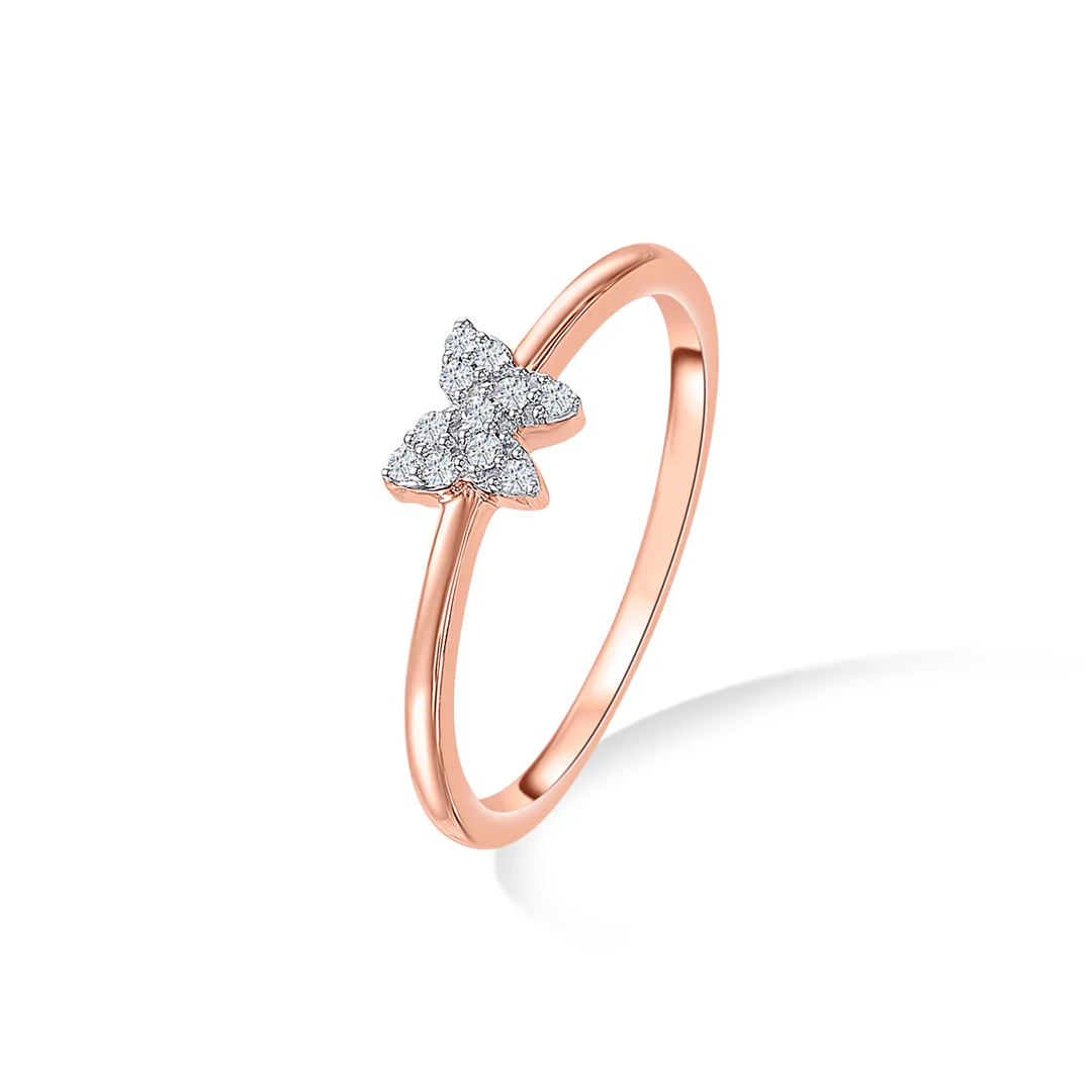 Butterfly Gold & Diamond Ring For Women