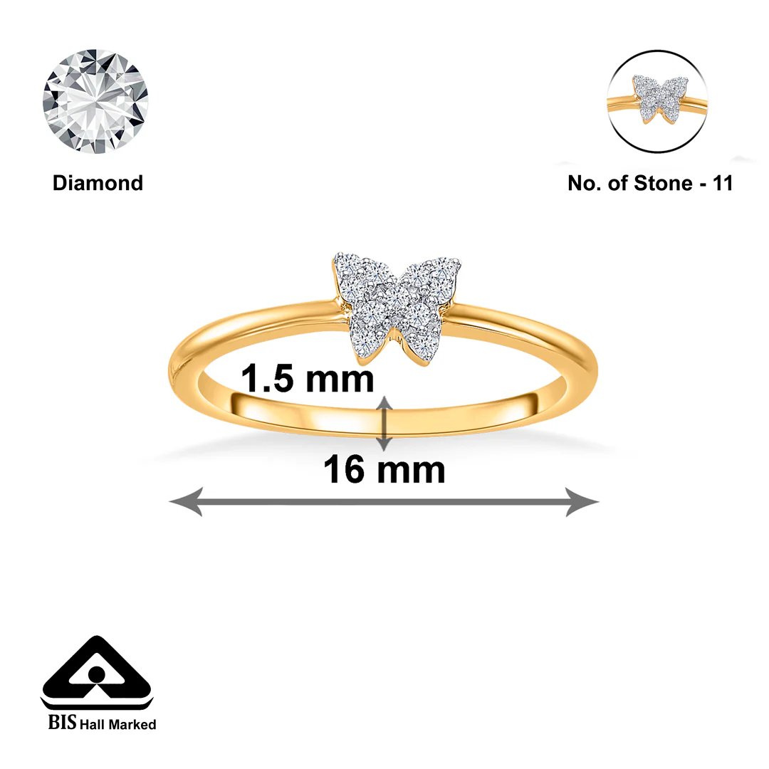 Butterfly Gold & Diamond Ring For Women - Image 4