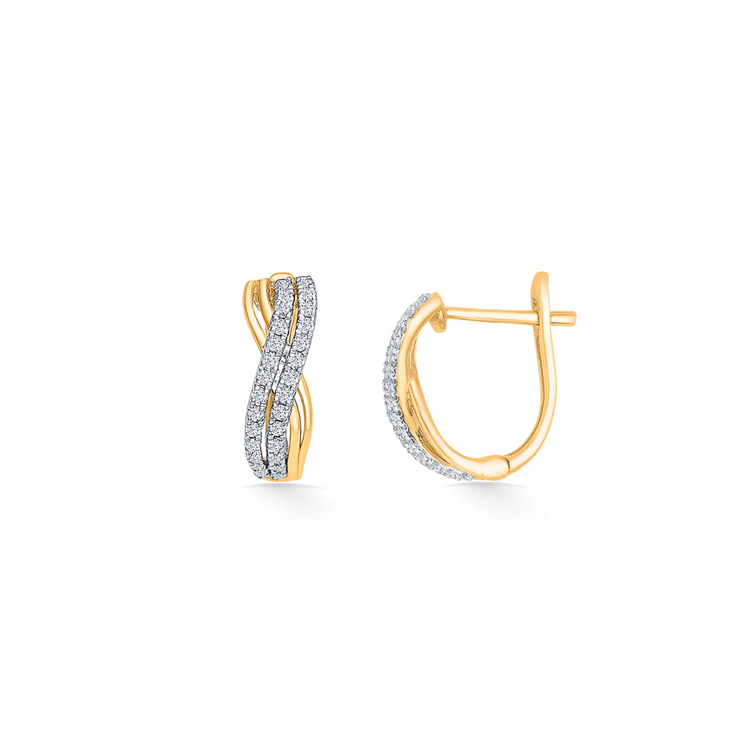 Candor Gold & Diamond Hoops & Huggies Earring For Women - Image 3