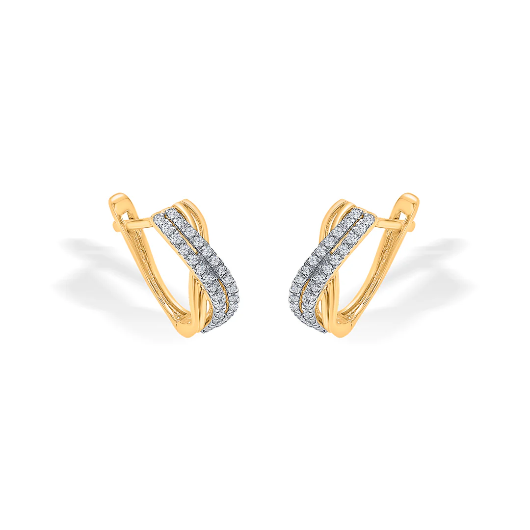 Candor Gold & Diamond Hoops & Huggies Earring For Women - Image 4