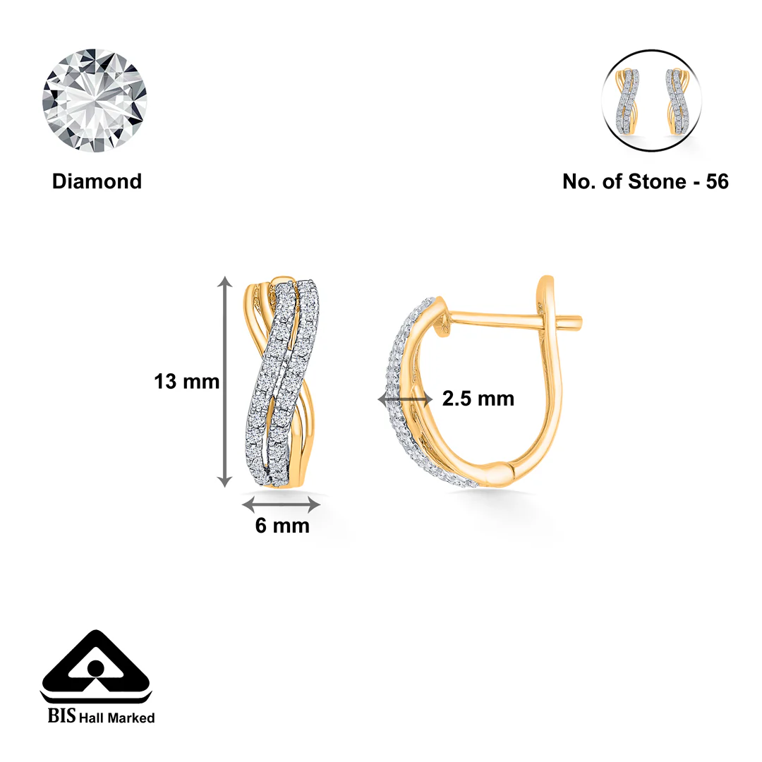 Candor Gold & Diamond Hoops & Huggies Earring For Women - Image 5