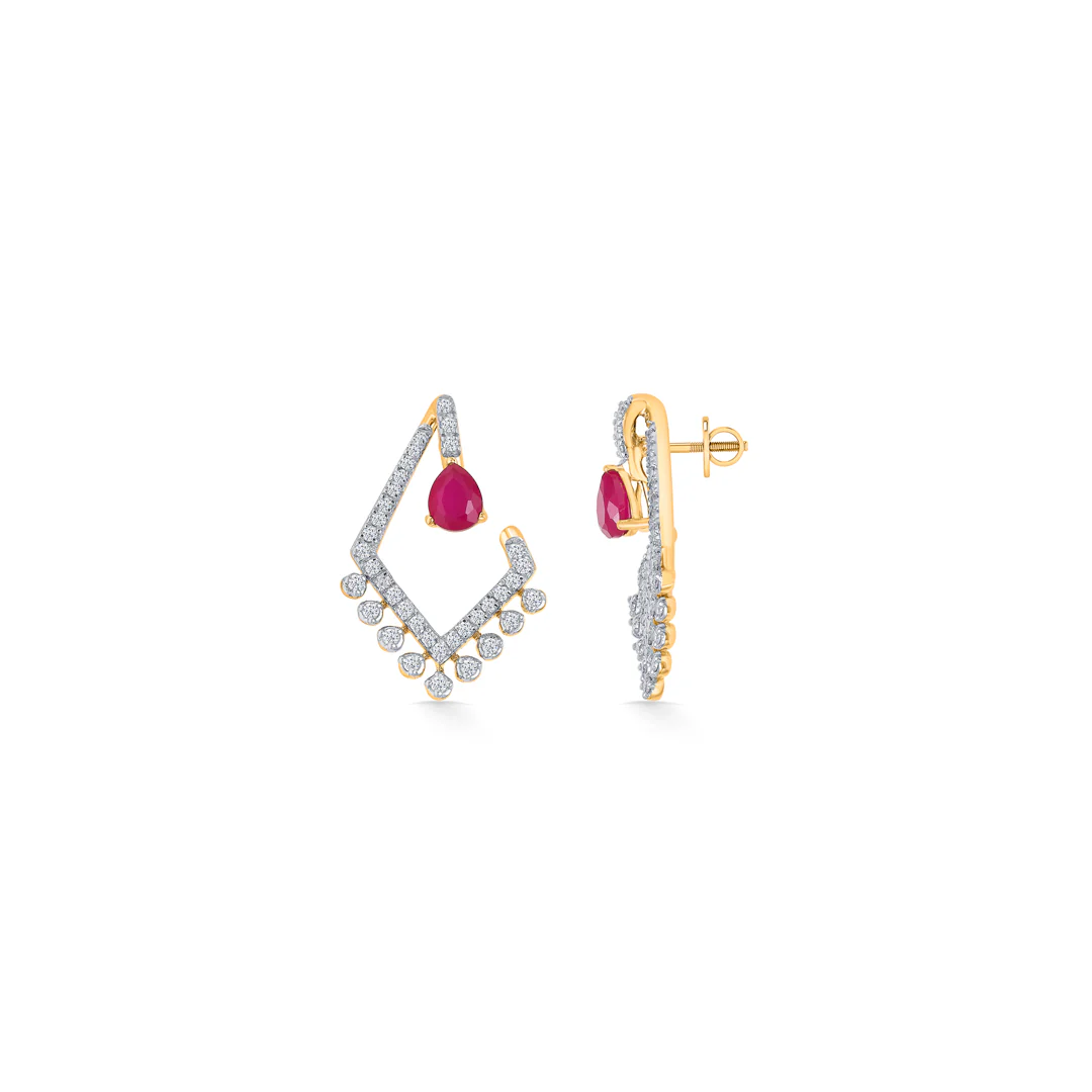 Candor Gold & Diamond Stud Earring For Women - Image 3
