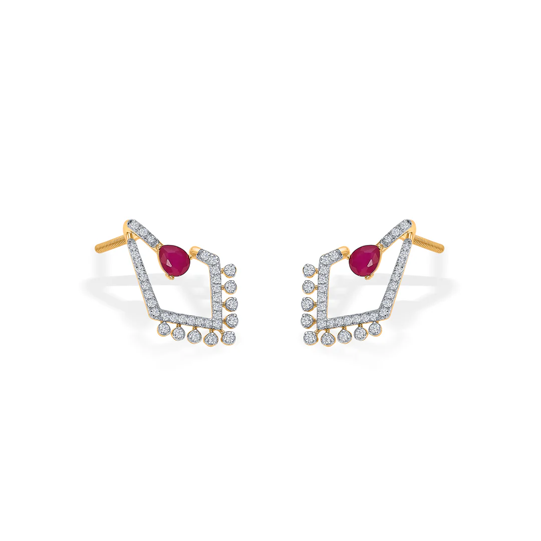 Candor Gold & Diamond Stud Earring For Women - Image 4