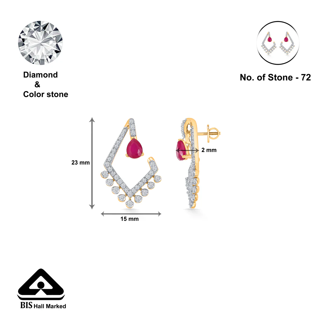 Candor Gold & Diamond Stud Earring For Women - Image 5