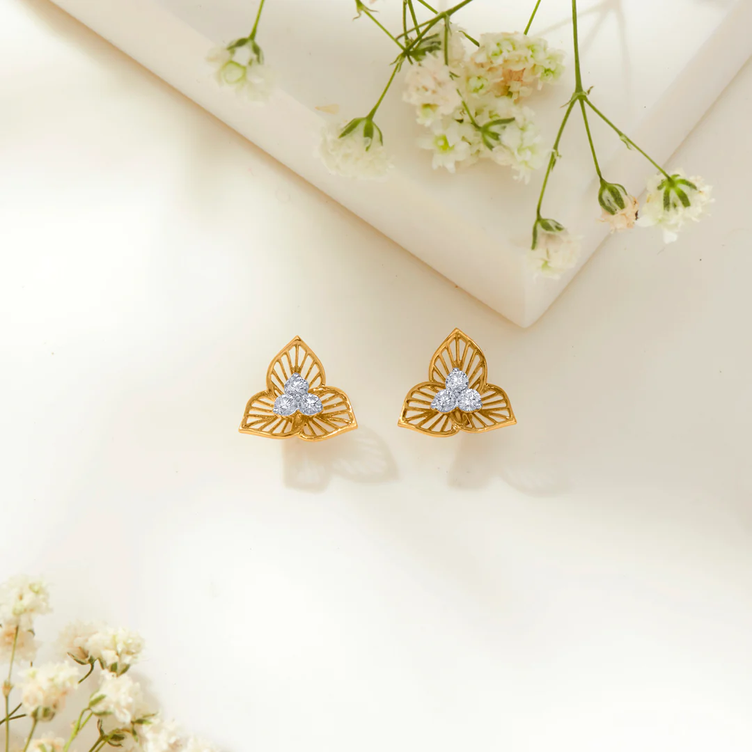 Canopy Glow Gold Stud Earring For Women