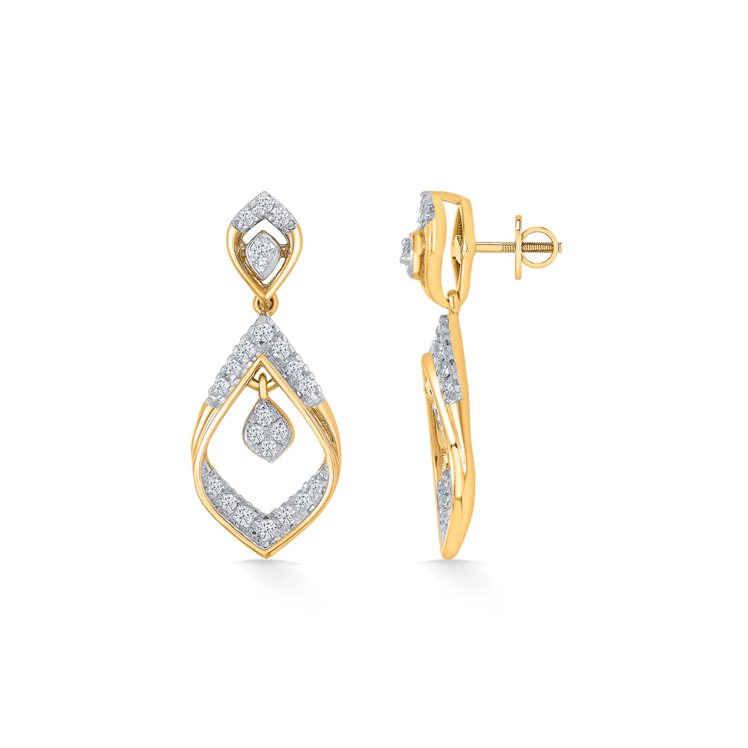 Celestia Gold & Diamond Drops & Dangler Earring For Women - Image 3