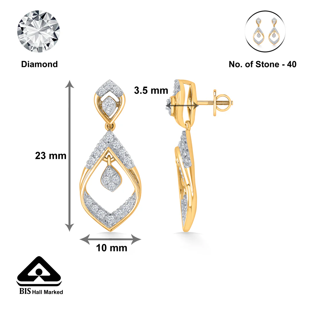 Celestia Gold & Diamond Drops & Dangler Earring For Women - Image 5