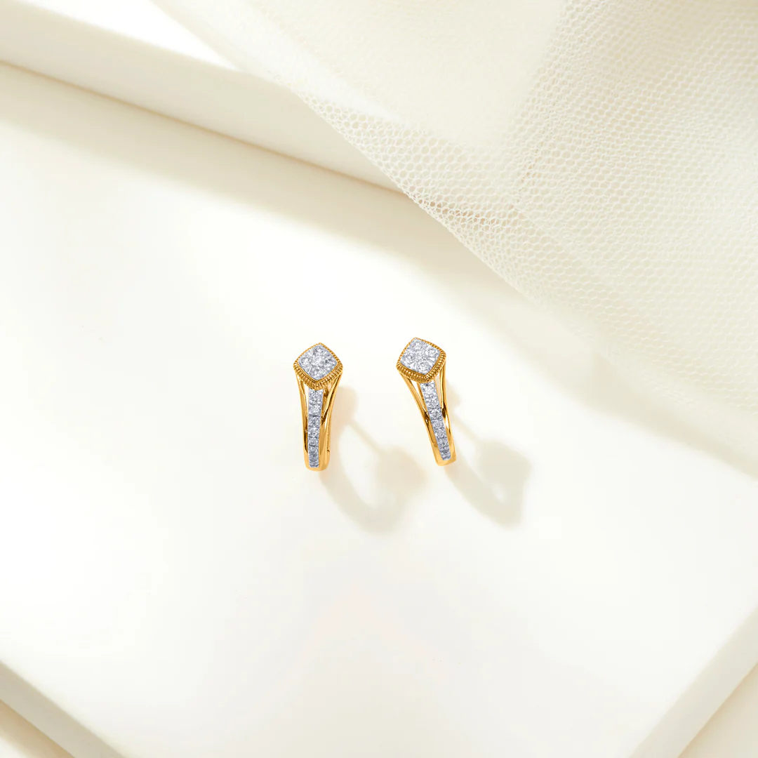 Celestia Gold & Diamond Hoops & Huggies Earring For Women