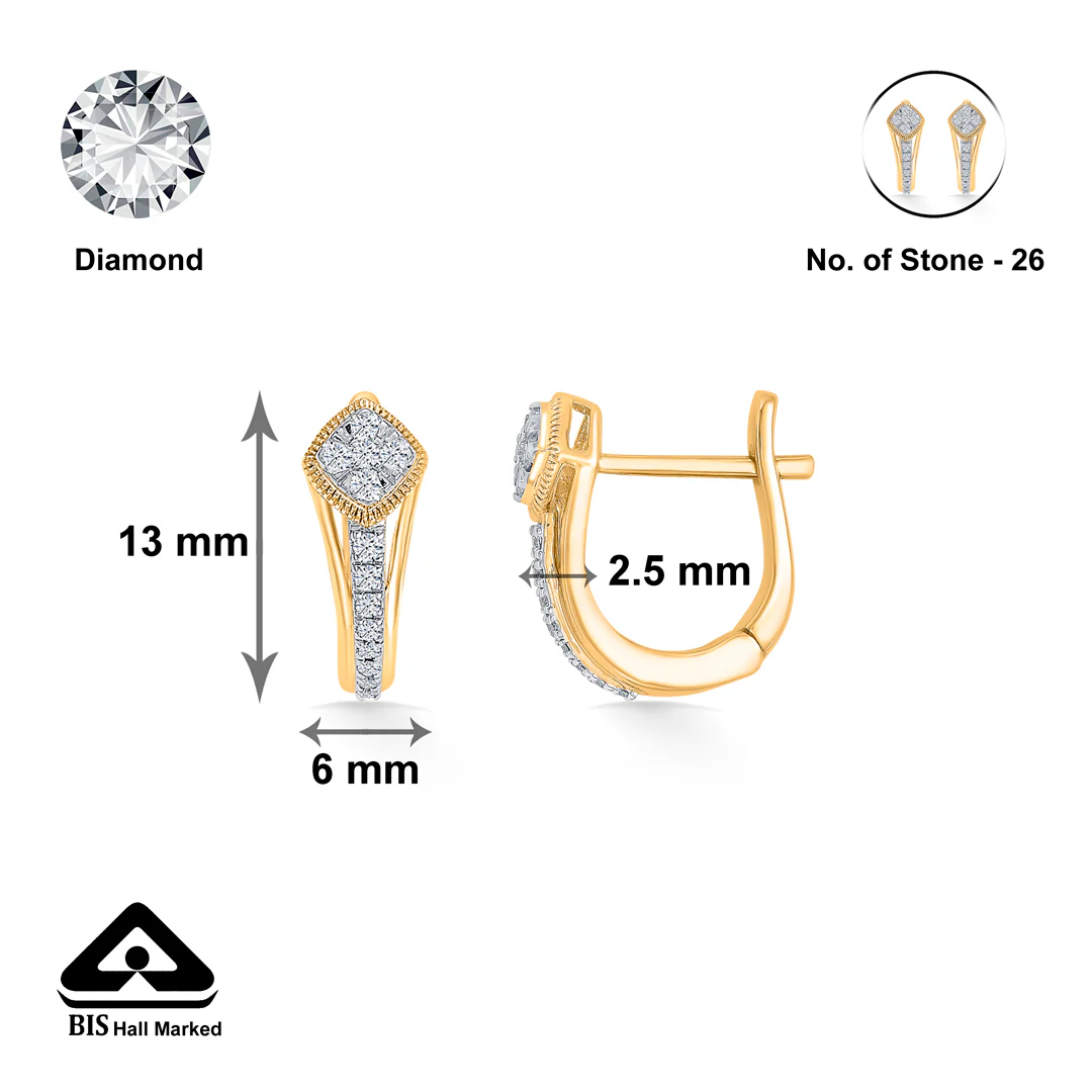 Celestia Gold & Diamond Hoops & Huggies Earring For Women - Image 5