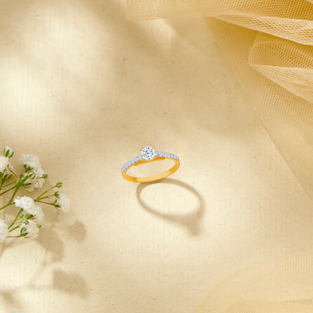 Celestial Spark Gold Engagement Ring For Women