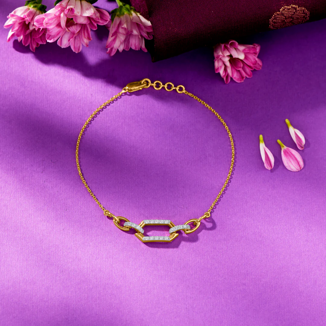 Chain Light Gold & Diamond Bracelet