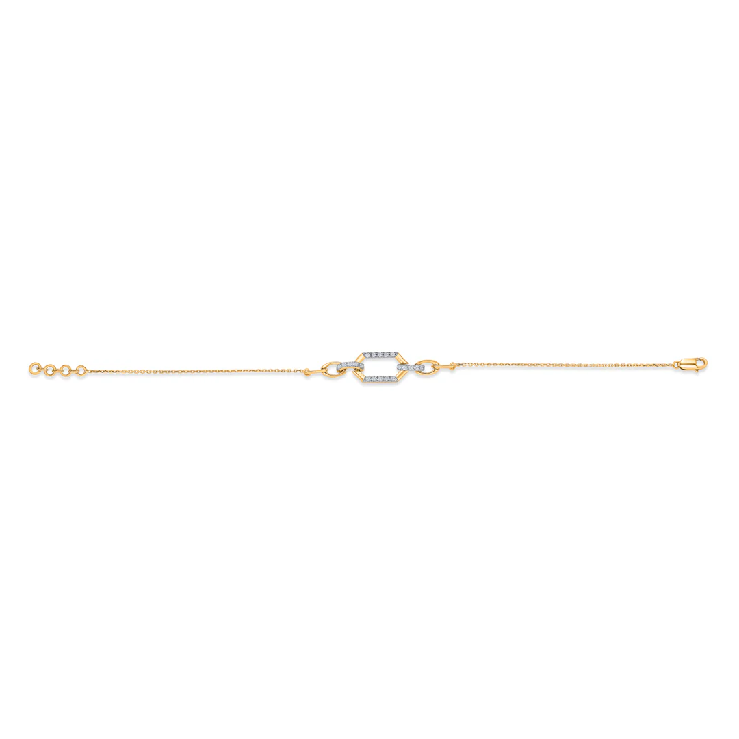 Chain Light Gold & Diamond Bracelet - Image 2