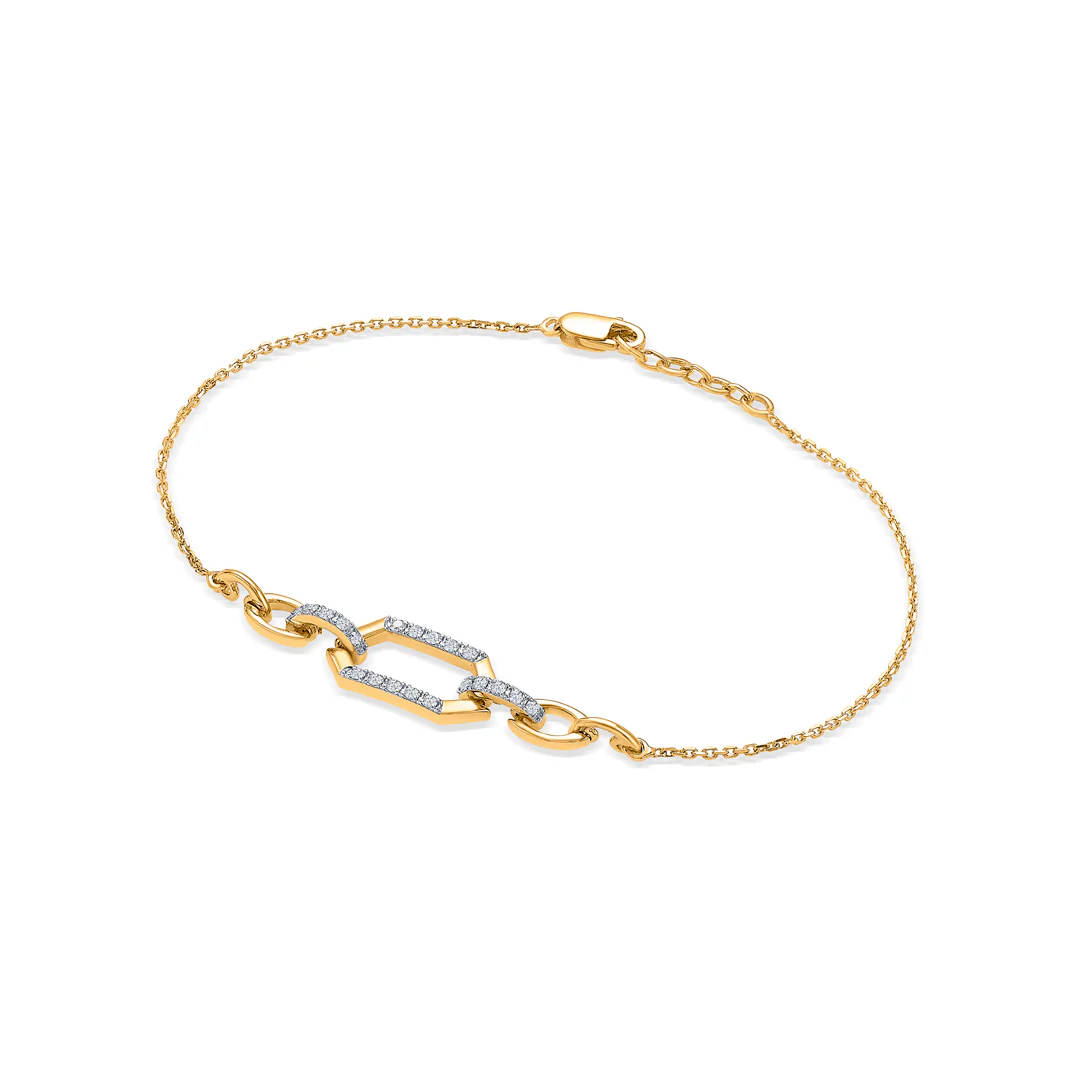 Chain Light Gold & Diamond Bracelet - Image 3