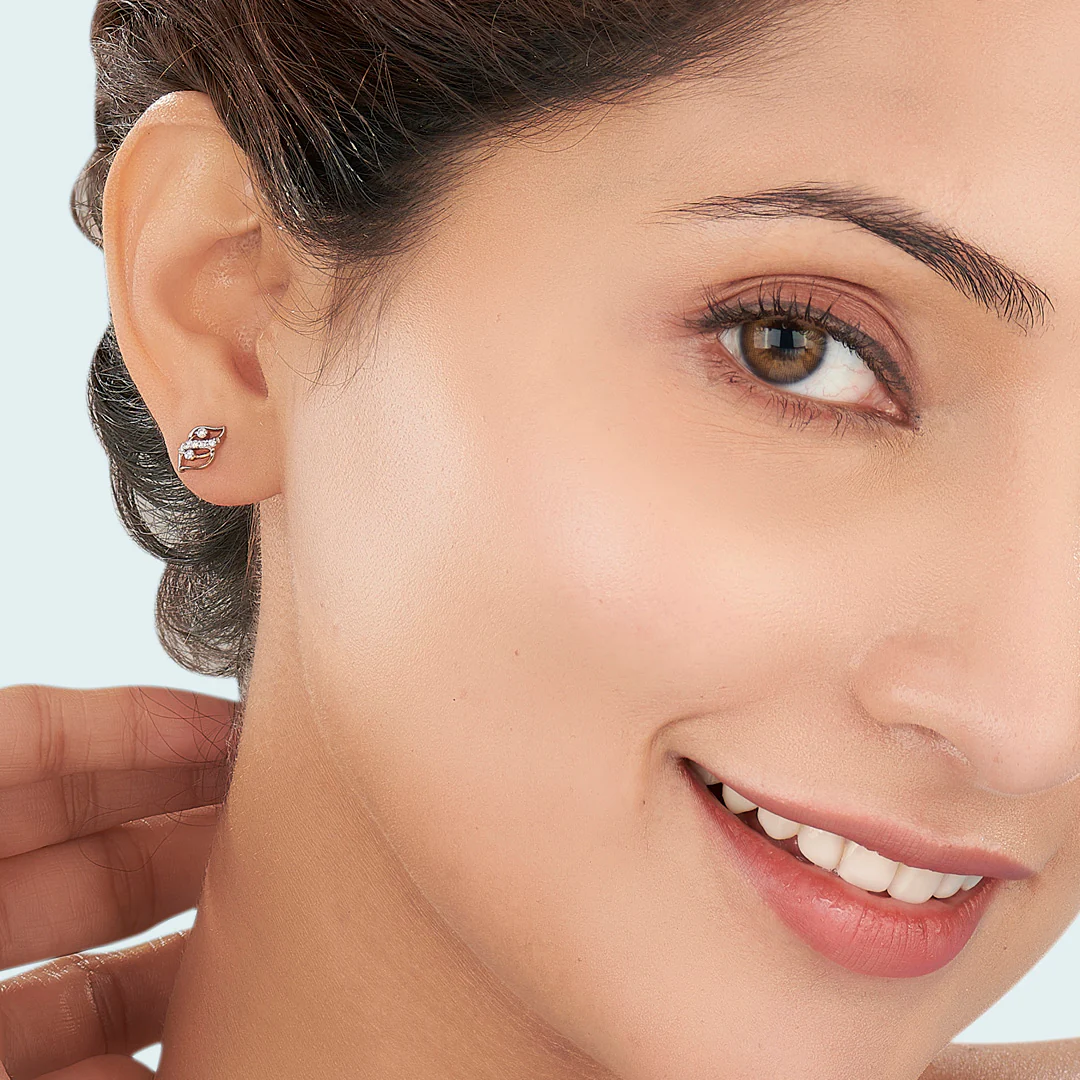 Charm Flick Rose Gold Stud Diamond Earring For Women - Image 2