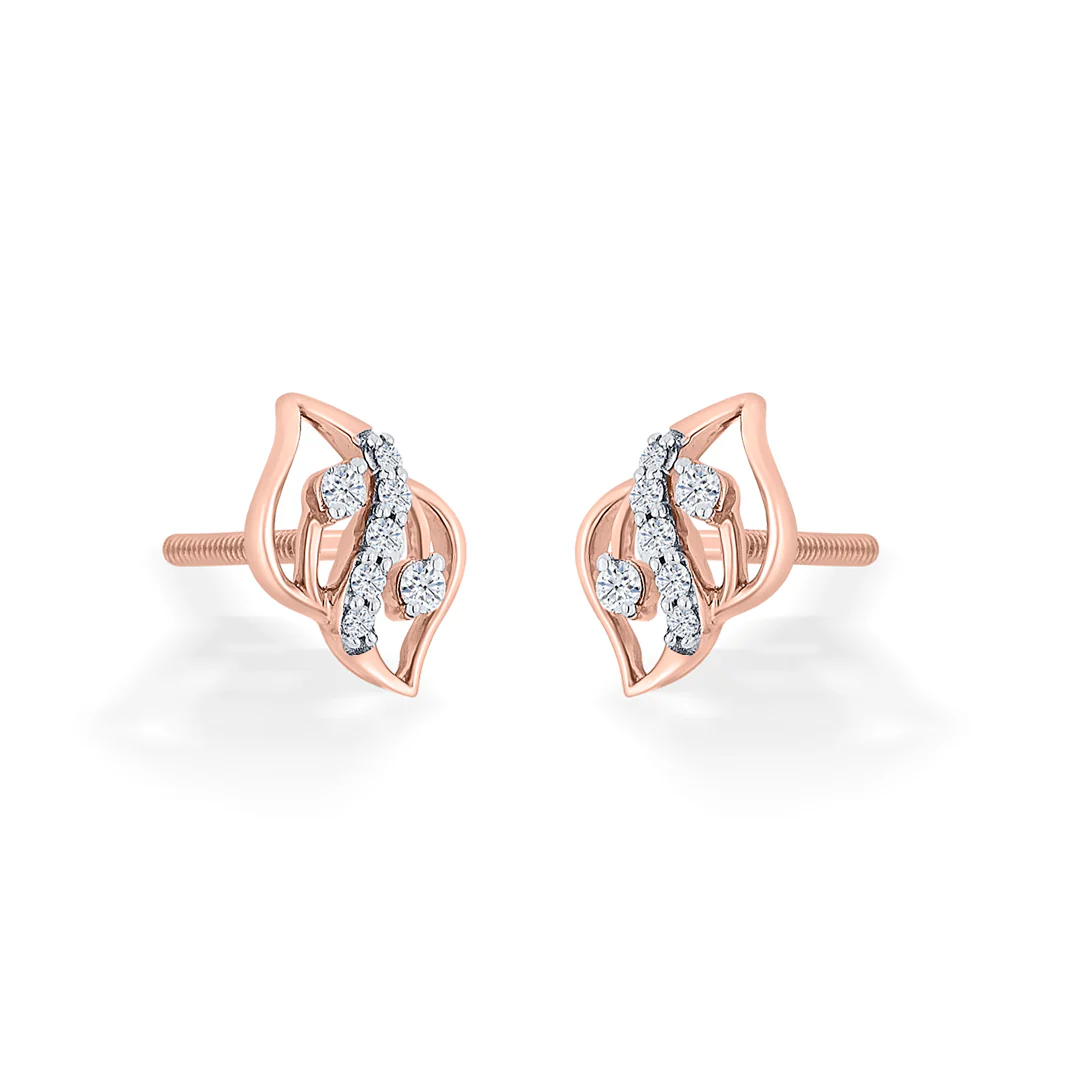 Charm Flick Rose Gold Stud Diamond Earring For Women - Image 3