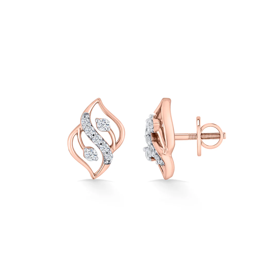 Charm Flick Rose Gold Stud Diamond Earring For Women - Image 4
