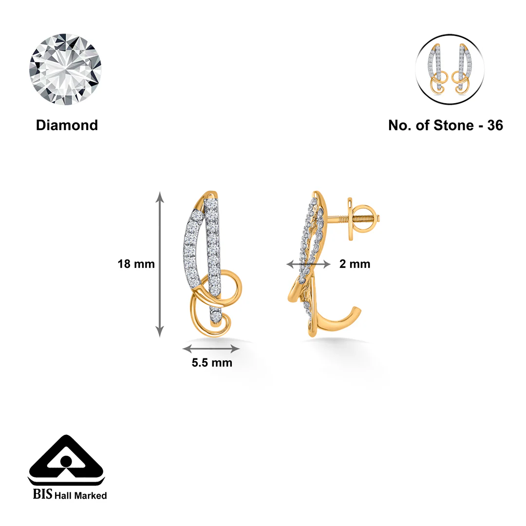 Charm Gold & Diamond Hoops & Huggies Earring For Women - Image 5