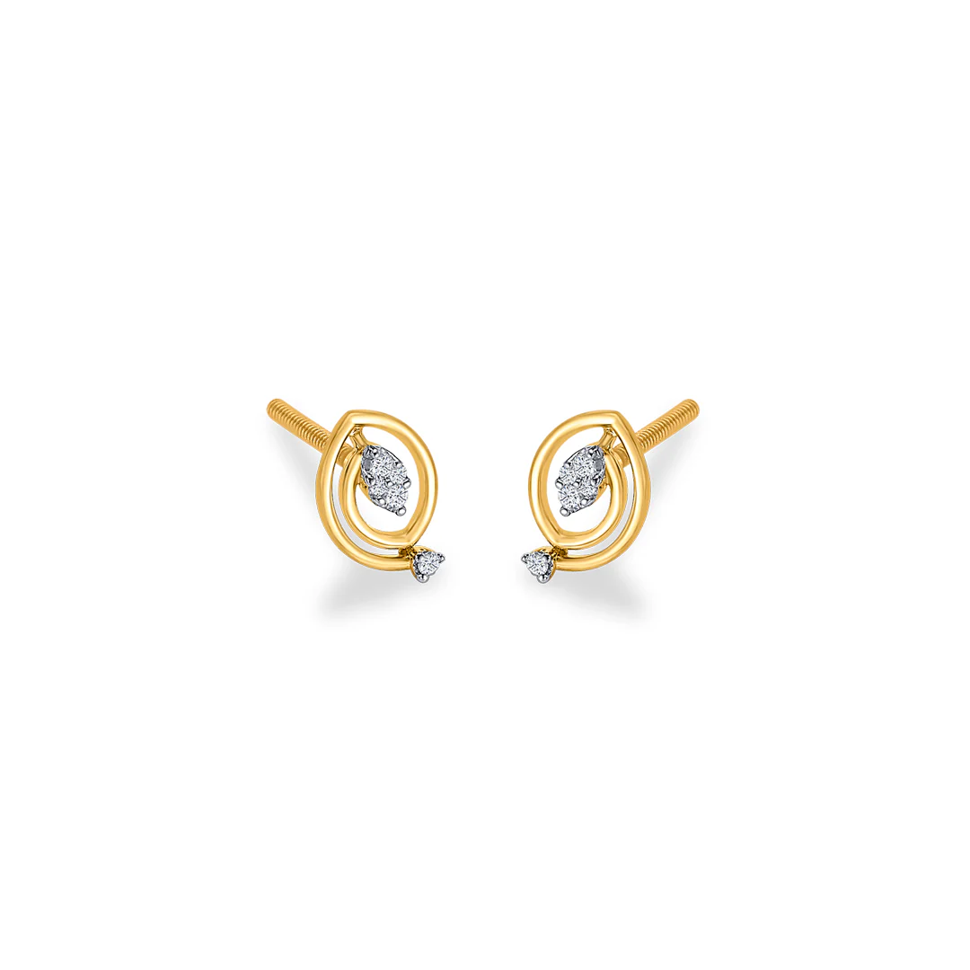 Charming Looplets Glow Gold & Diamond Stud Earring - Image 2