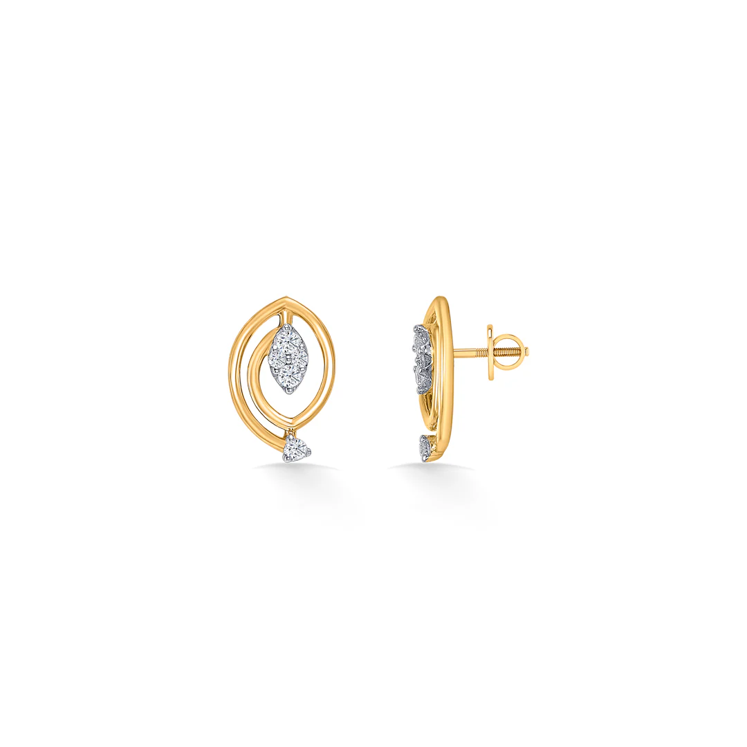 Charming Looplets Glow Gold & Diamond Stud Earring - Image 3