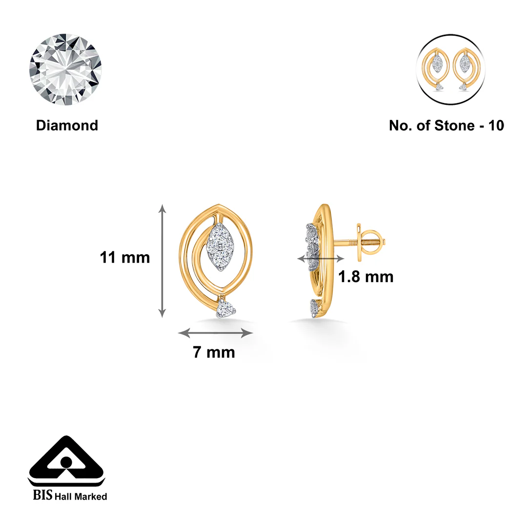 Charming Looplets Glow Gold & Diamond Stud Earring - Image 4