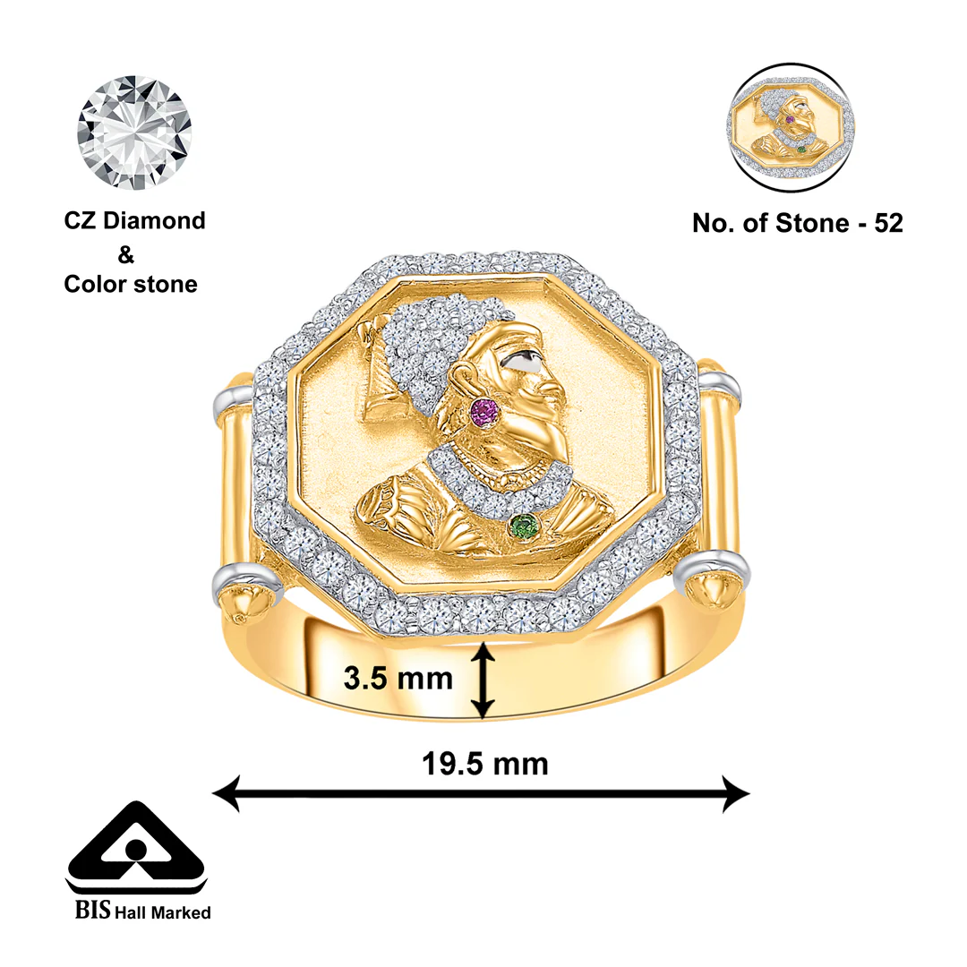 Chhatrapati Yellow Gold Men's Ring - Image 2