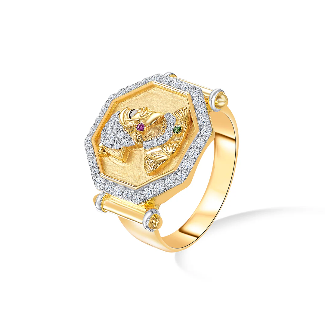 Chhatrapati Yellow Gold Men's Ring - Image 3