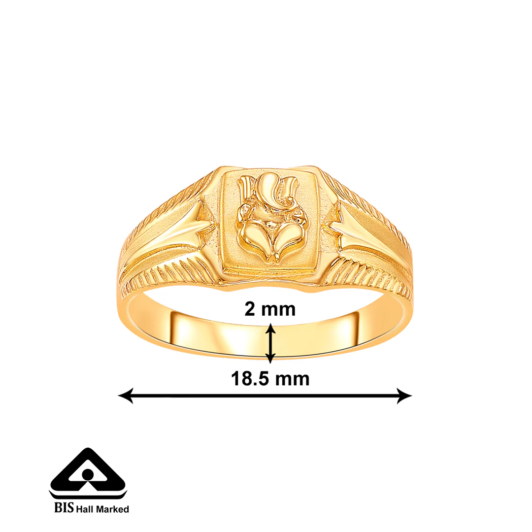 Chitamani Ganesha Yellow Gold Men's Ring - Image 2
