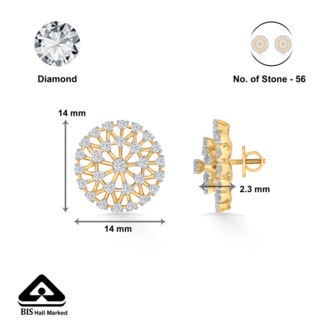 Circlet Gold & Diamond Stud Earring For Women - Image 5