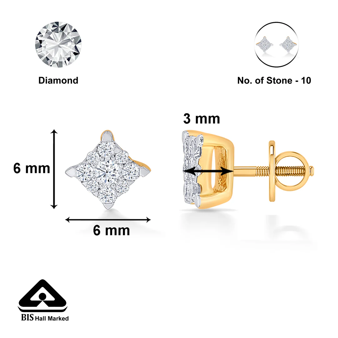 Clarion Dews Gold & Diamond Stud Earring - Image 4