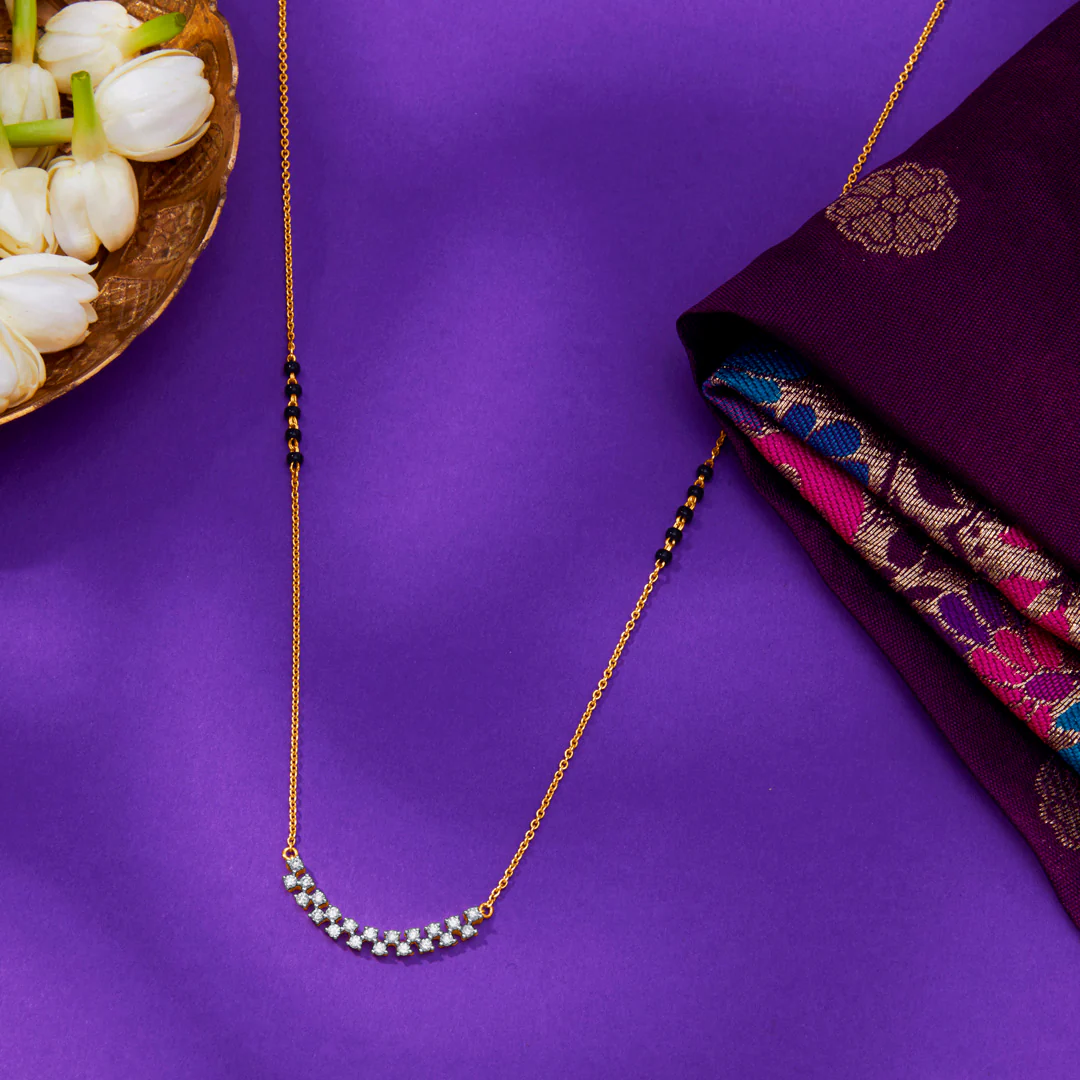 Classic Curve Gold & Diamond Modern Mangalsutra for Women