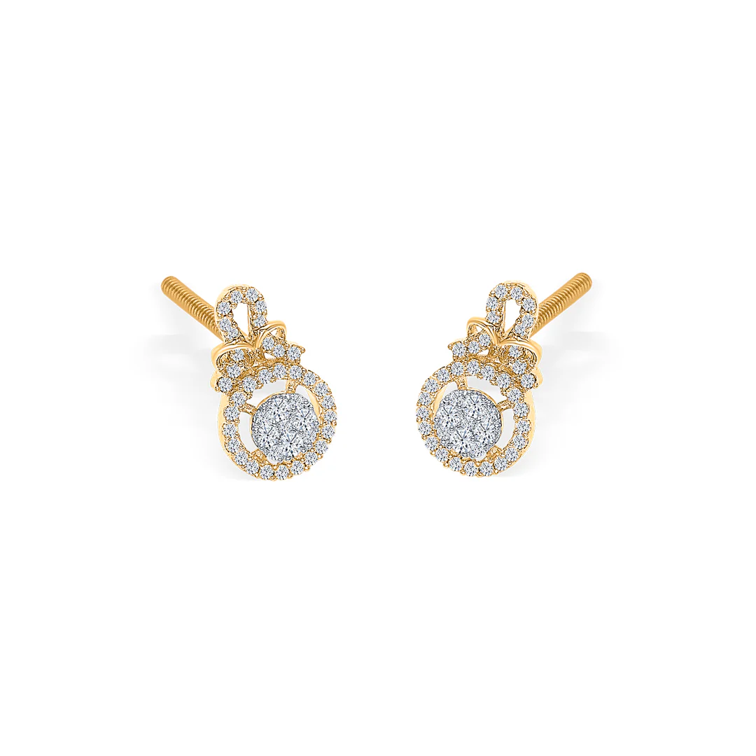 Classic Radiance Gold & Diamond Stud Earring For Women - Image 3