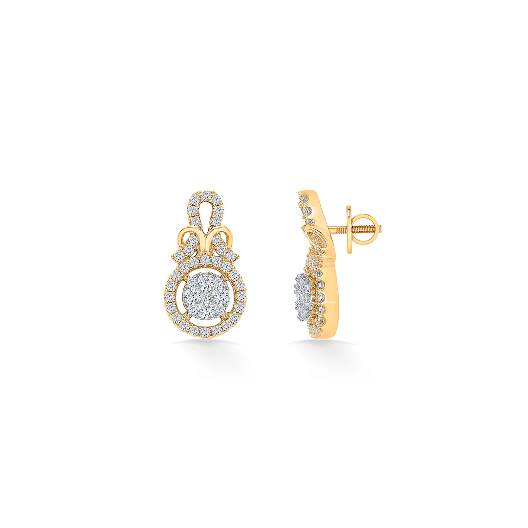 Classic Radiance Gold & Diamond Stud Earring For Women - Image 4