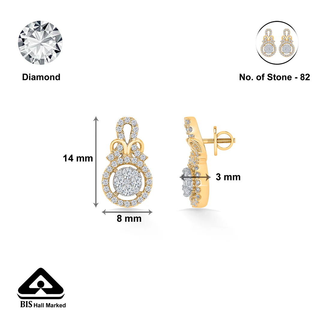 Classic Radiance Gold & Diamond Stud Earring For Women - Image 5