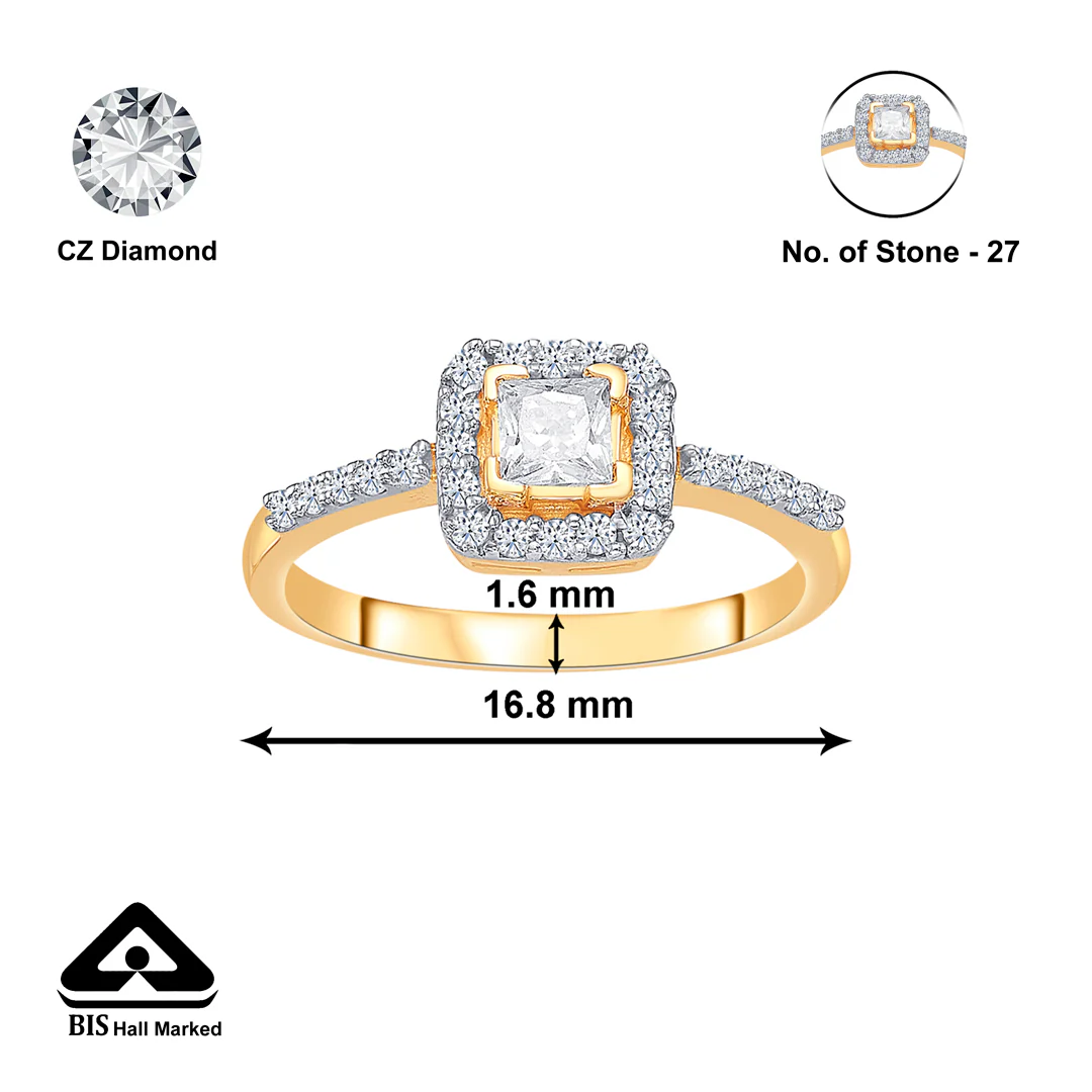 Classic Square Gold Engagement Ring For Women - Image 2
