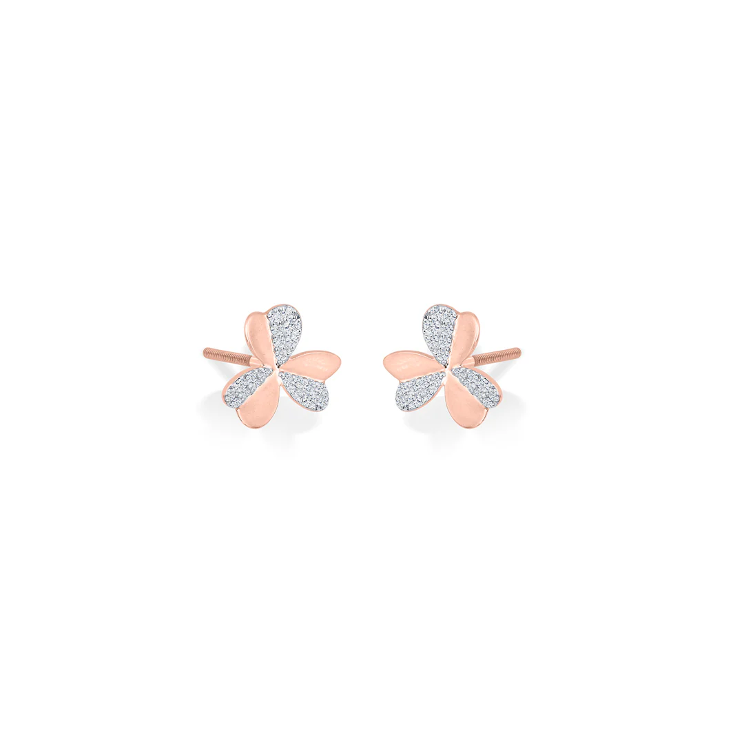 Clove Charm Rose Gold Stud Diamond Earring For Women - Image 3