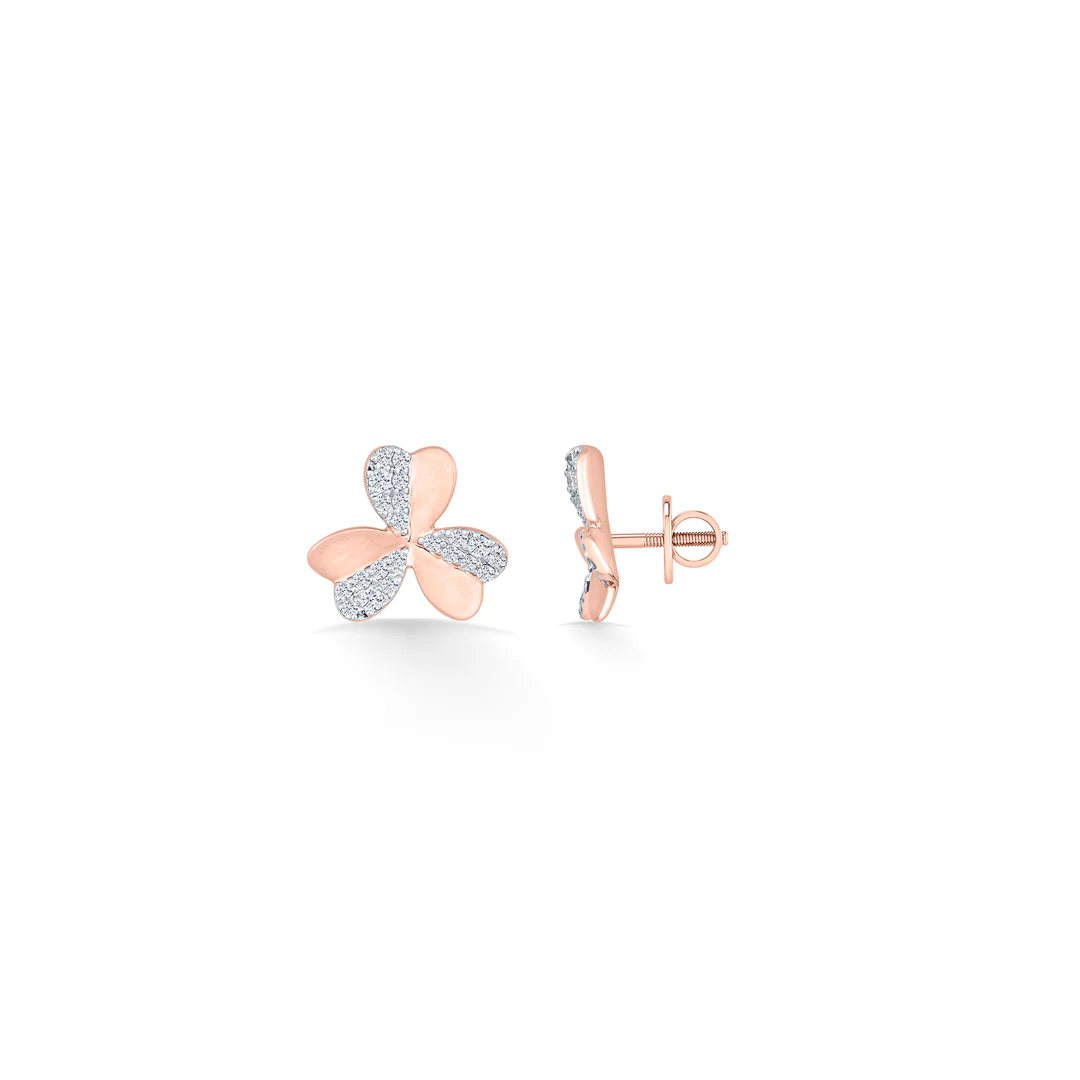 Clove Charm Rose Gold Stud Diamond Earring For Women - Image 4