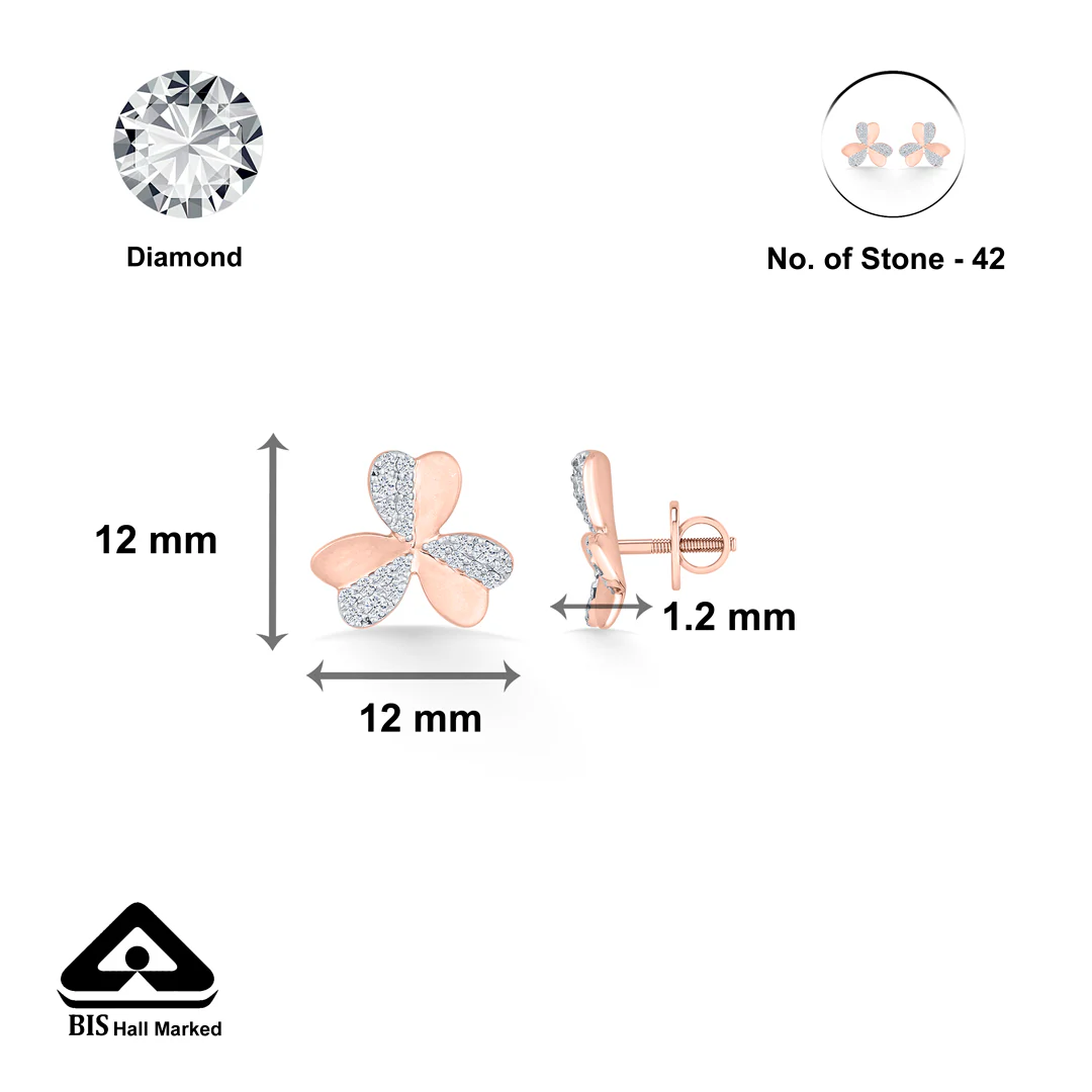 Clove Charm Rose Gold Stud Diamond Earring For Women - Image 5