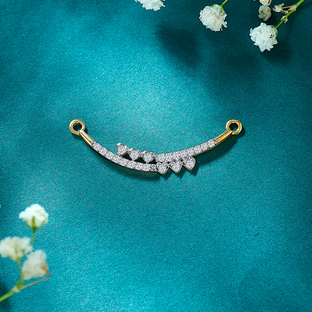 Cluster Heart Yellow Gold & Diamond Tanmaniya Mangalsutra For Women