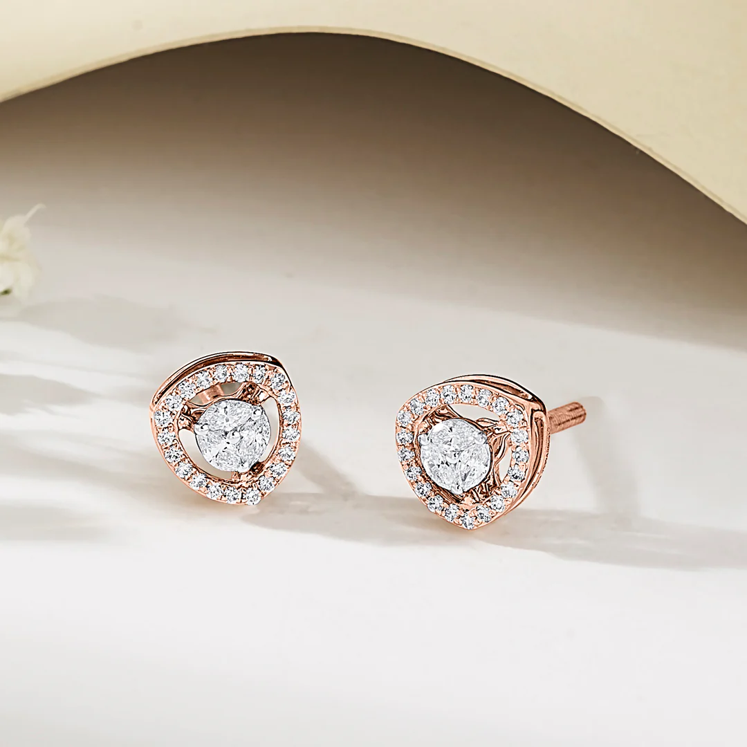 Cosmic Spark Gold Stud Diamond Earring for Women