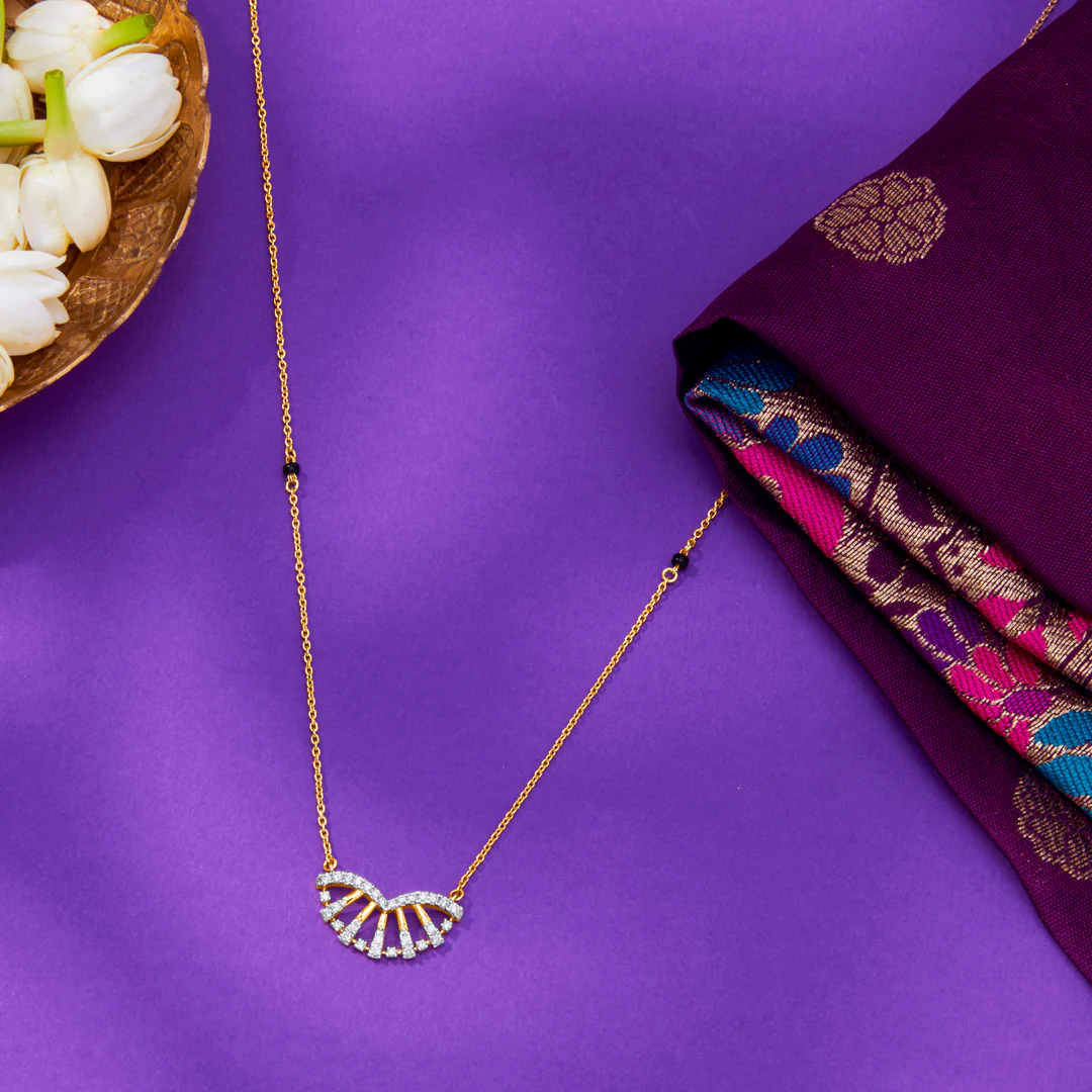 Crescent Delight Gold & Diamond Modern Mangalsutra for Women