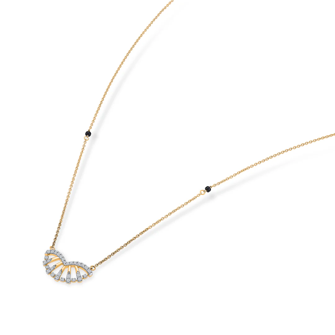 Crescent Delight Gold & Diamond Modern Mangalsutra for Women - Image 4