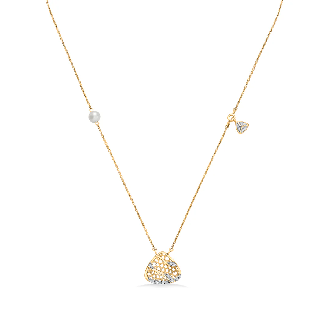 Crescenza Charm Gold & Diamond Modern Necklace - Image 2