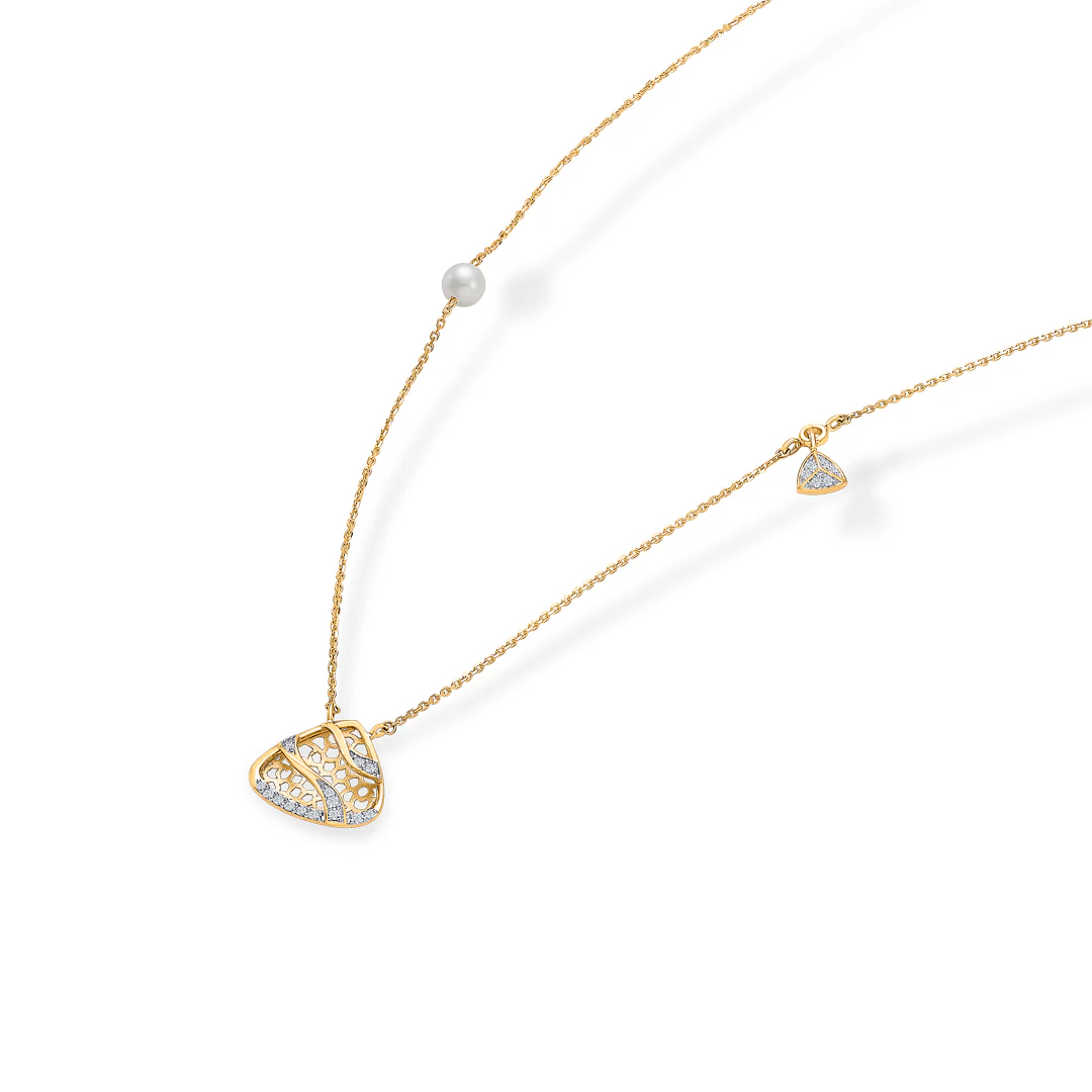 Crescenza Charm Gold & Diamond Modern Necklace - Image 3