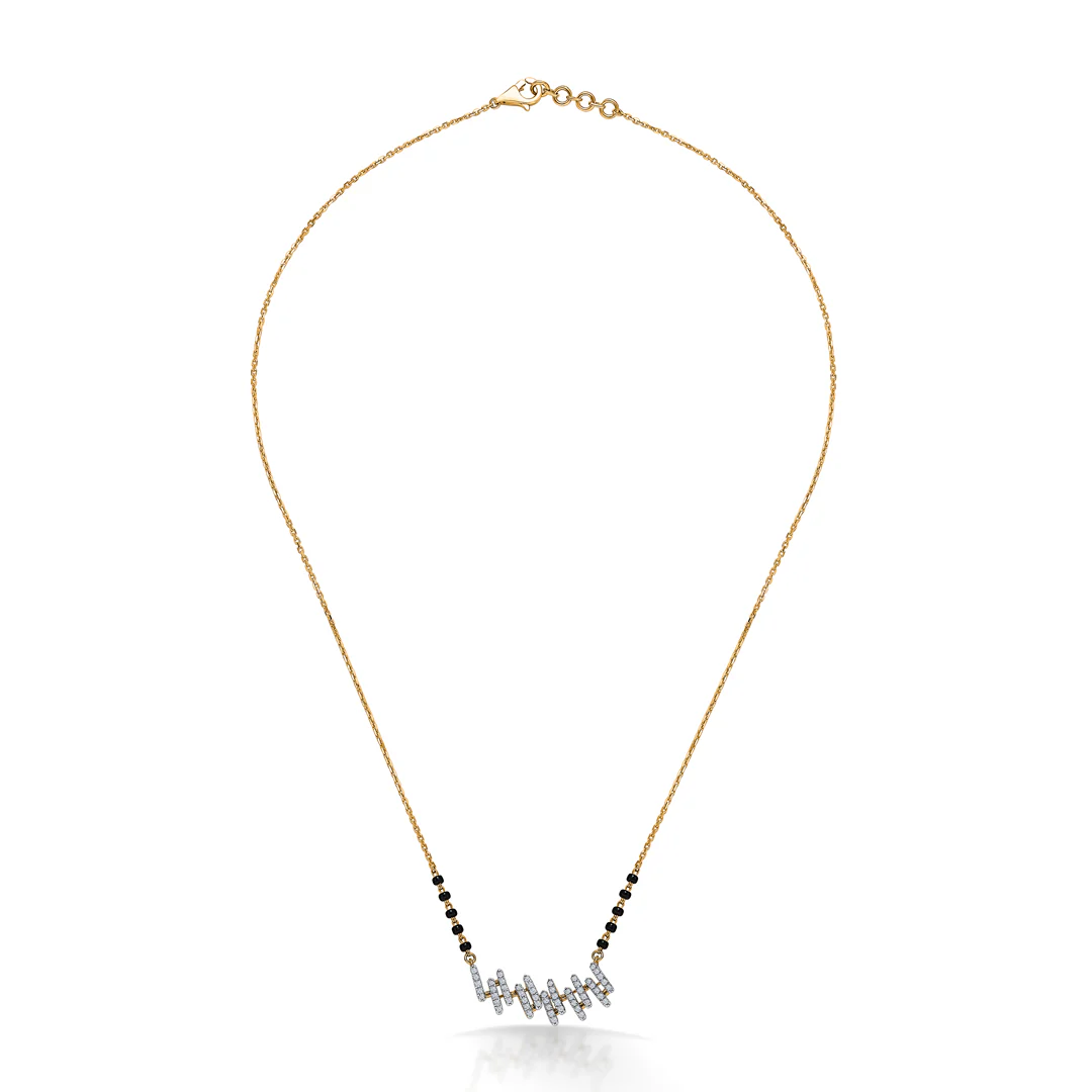 Crisp Elegance Gold & Diamond Modern Mangalsutra For Women - Image 2