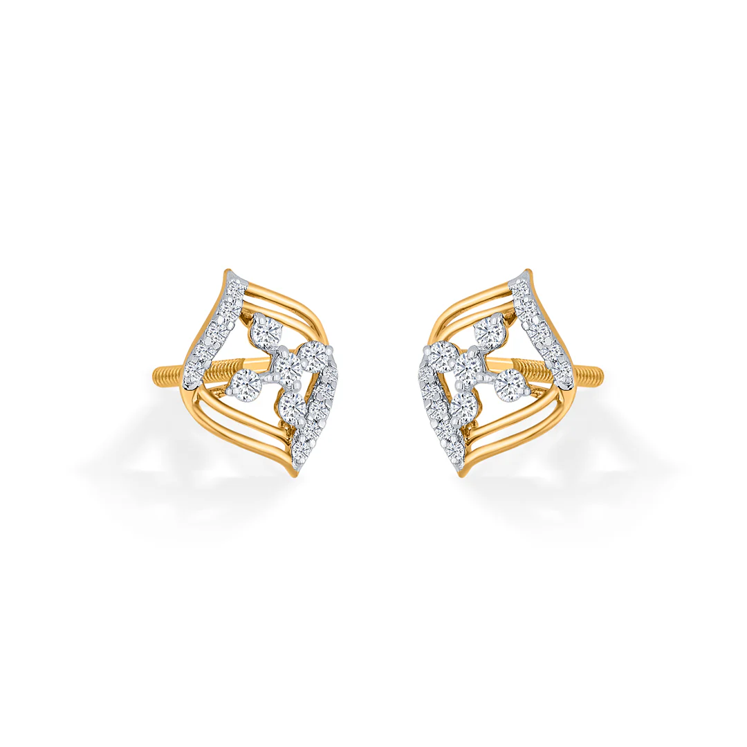 Crystal Blossom Gold Stud Diamond Earring for Women - Image 3