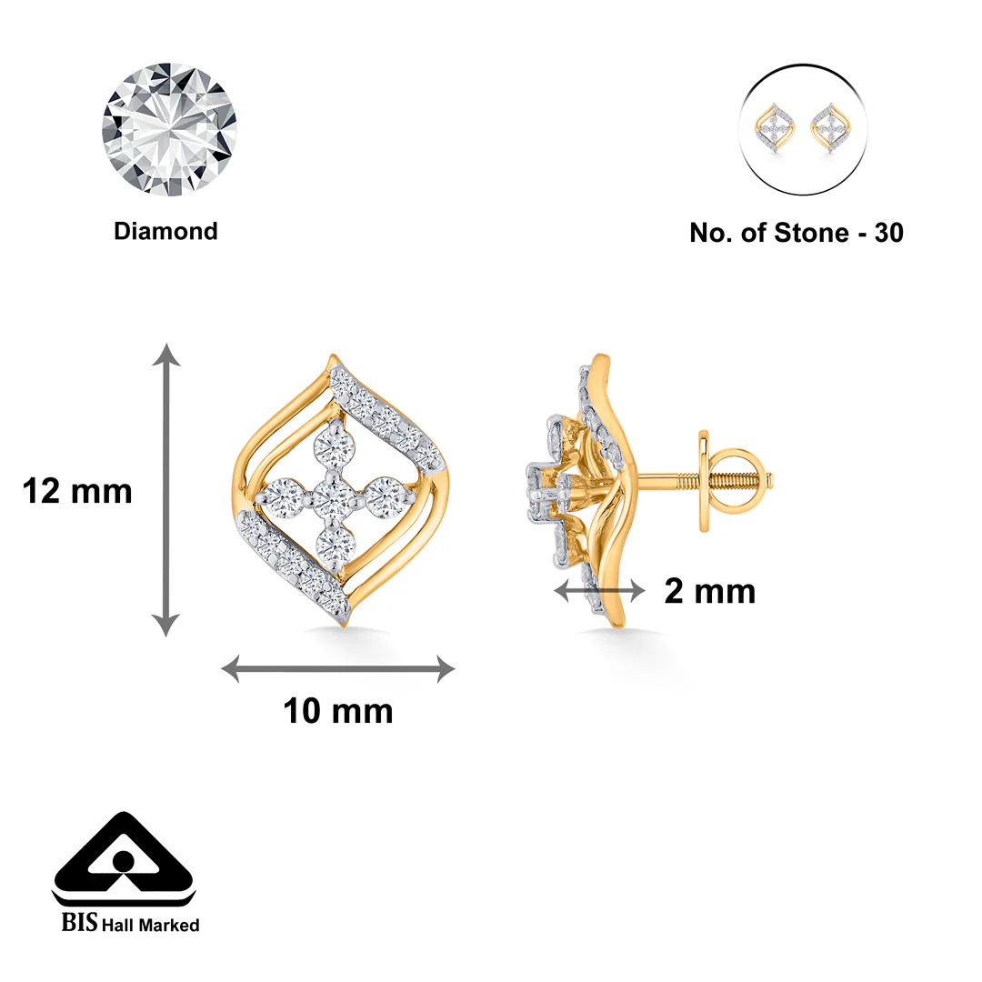Crystal Blossom Gold Stud Diamond Earring for Women - Image 5