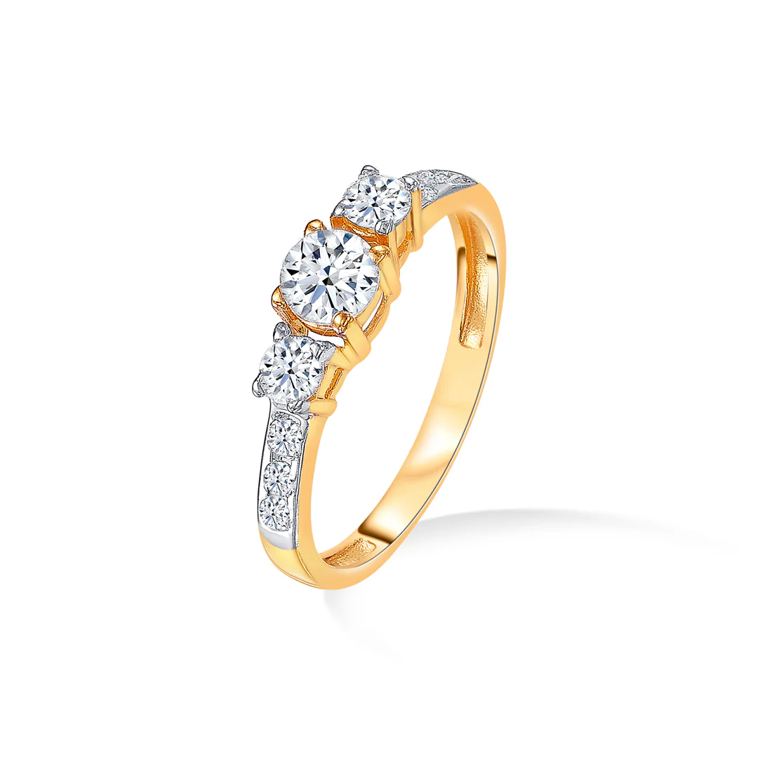 Crystal Cascade Gold Engagement Ring For Women - Image 3