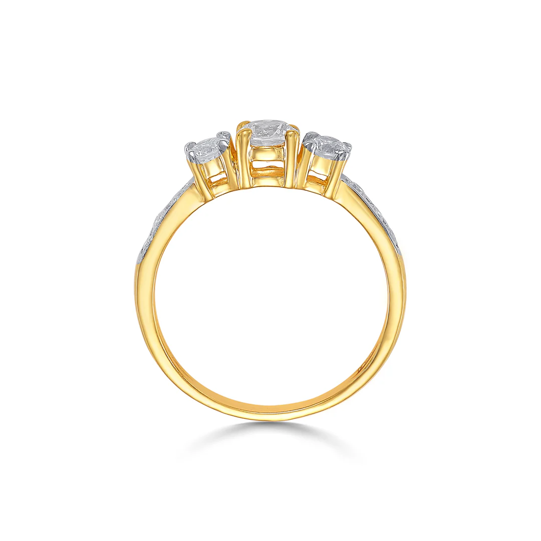 Crystal Cascade Gold Engagement Ring For Women - Image 4